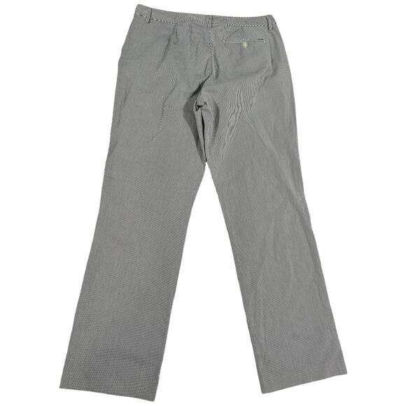 Chaps Striped Pants Size 14 Gray White Cotton Stretch Casual Trousers - Picture 2 of 7